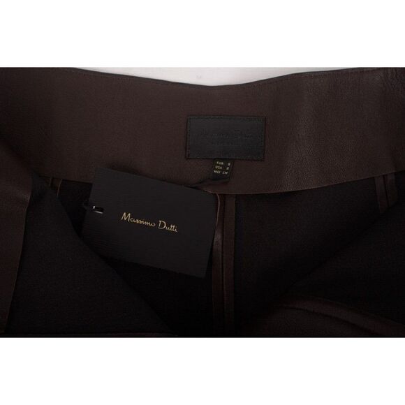 Massimo Dutti Womens Mini Skort Skirt Nappa Leather S Brown 5308/797 NWT - Picture 11 of 11